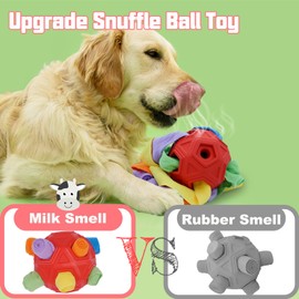 Lmhce Dog Snuffle Ball Toy, Interactive Dog Puzzle Ball, Encourage Natural Foraging Skills Slow Feeder Training Dog Sniff Toy (Red)