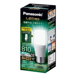 Panasonic LDT6NGST6 LED Bulb, Base Diameter 1.0 inches (26 mm), Bulb 60 W Equivalent, Daylight White Equivalent (6.0 W), General Bulb, T Shape Type, Compatible with Enclosed Fixtures