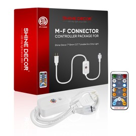 Shine Decor CCT Controller Kit with Male-Femal Connector, Replacement Only for IP65 Waterproof 7x13mm Eco Strip CCT Tunable LED Light AC 120V, Remote End Caps and Heatshrink Tubes Included