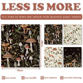 Generic AnyDesign 4Pcs Mushroom Swedish Kitchen Dishcloth Forest Animal Plants Cotton Kitchen Towel Abstract Absorbent Dish Towel for Housewarming Cleaning Wipes, 7 x 8 Inch, Small
