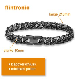 flintronic Men's Strong Antique Silver Bracelet, Fashion Retro Titanium Steel Simple Six-sided Flat Denim Bracelet