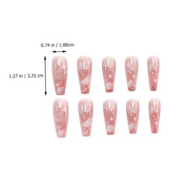 Healeved 24pcs Ballerina Press on False Nails Nude Pink Long Artificial Fingernails for Women Easy DIY Nail Art Decoration