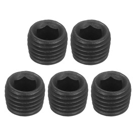 uxcell 5Pcs Male Thread Socket Pipe Plugs, NPT 1/16" Carbon Steel Internal Hex Thread Pipe Caps for Pipe Fitting and Sealing, Black