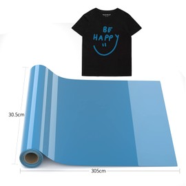 Flex Film Plotter Textile Lake Blue, Plotter Film Textile Heat Transfer Vinyl 30.5 cm x 305 cm, Heat Transfer Vinyl Film Plotter for DIY T-Shirts and Fabrics, Easy to Cut and Weed, Sea Blue