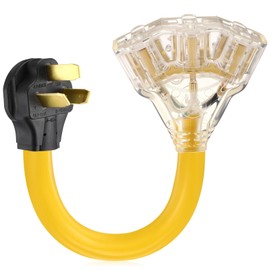 Tellegloww 3 Prong 220 to 110 Adapter Plug Compatible with Nema 10-50p to 3X 5-20r/15r 220/250v Electrical Stove/Range Tri-outlets Converter Gas 110/125v Convert Adapter, STW 10 Awg, 1ft, Etl Listed