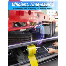 Quality Life Heavy Duty Winch Strap Winder for Flatbed Trailer, Solid Steel Winding Straps Roll-up Hand Roller, Tie-Downs Winch Straps for Truck Trailer 1PCS