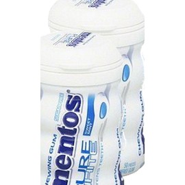 Sugarfree Mentos Pure White Gum Sweet Mint - 2 Bottles Containing 50 Pieces Hard Shell Gum