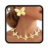 Nicute Butterfly Earrings Necklace Set Gold Cuban Link Choker Prom