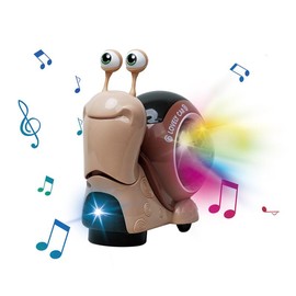 Electric Snail Toy Cute Electronic Animal Crawling Toy, Crawl Snail Design Toys, Toys with Built-in LED Light, Interactive Learning Toy - Color: Brown