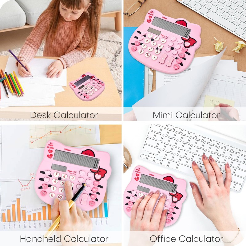 Women Calculators, Cute Desktop Calculator 12 Digit with Large LCD