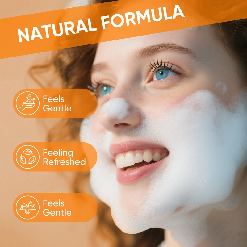 femani Glow Wash Face Wash With Brush, Turmeric Facial Cleanser