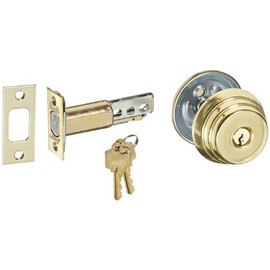 Arrow Lock E Series Bright Brass Occupancy Indicator Deadbolt Auxiliary Lock with Single Cylinder, 1-3/8" to 1-3/4" Door Thickness (Pack of 1)