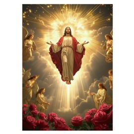 Rompecabezas inspirador de Jesús cristiano 1000 piezas para adultos, rompecabezas religioso de rosa de ángel católico, rompecabezas de flores de Pascua de Dios