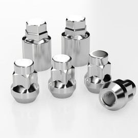 ZOFFI Chrome Wheel Locking Nuts 4PCS With 2PCS Sockets(Hex 19mm/21mm) M12x1.5 Sliver Alloy Steel Wheel Nuts