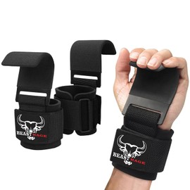 Weight Lifting Hooks Non-Slip Rubber Coated Grip Wrist Hooks Lifting Straps Wrist Support Padded Neoprene Powerlifting Barbell Rows Deadlifts Gym Straps