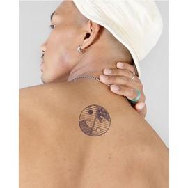 Inkbox Temporary Tattoos, Semi-Permanent Tattoo, One Premium Easy Long Lasting, Waterproof Temp Tattoo with For Now Ink - Lasts 1-2 Weeks, Balanced Soul, 3 x 3 in