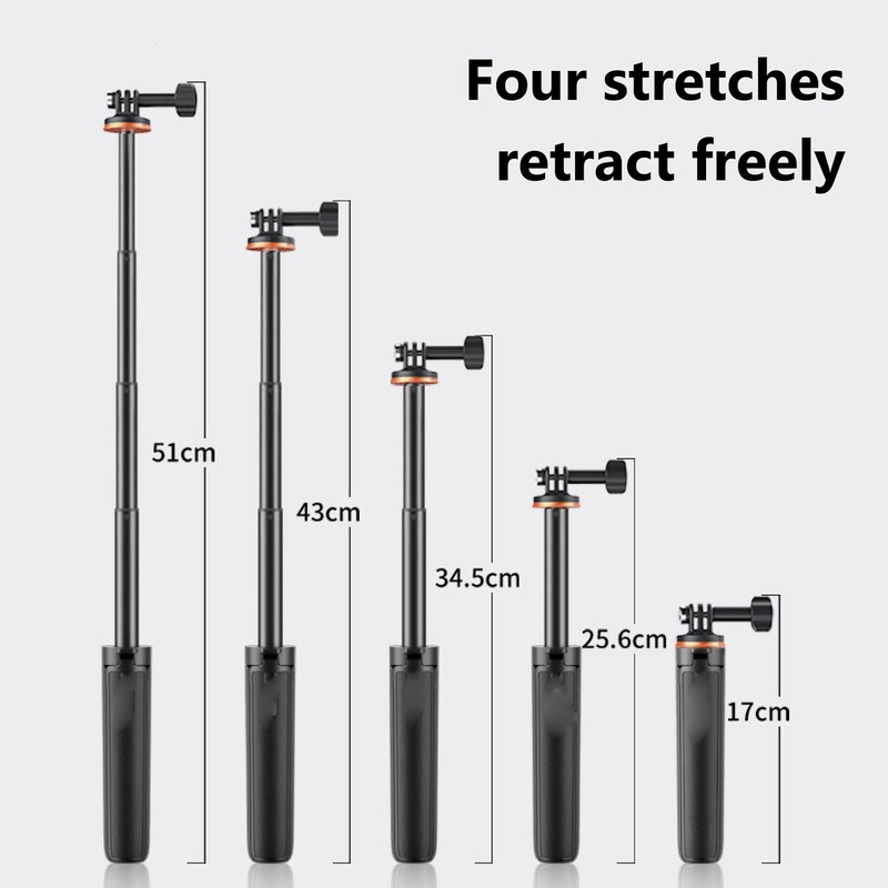 Extendable Selfie Stick Tripod for Pocket 3 Action 4 Aluminum