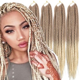 6 Packs/Lot (14/18/24/30) inch 1cm 20 Strands/Pack Thin 3X Box Braid Crochet Hair Extensionin Diameter 3X Synthetic Braid Hair Extensions Crochet Braids Hair Color (24inchs, T27/613)