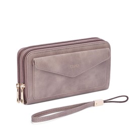 CLUCI Wallet Women Large Capacity Wristlet Purse for Women Long Ladies Wallet RFID Blocking Multi Credit Card Holder Purple