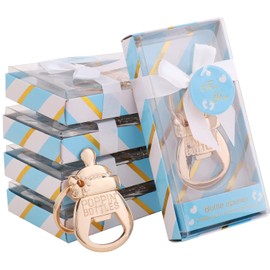 24 Pack POPPIN BOTTLES Key Chain Bottle Opener Boy Baby Shower Favors for Guests,Boy Baby Shower Souvenirs Bottle Opener,Boy Blue Baby Shower Decoration Supplies (Blue, 24)