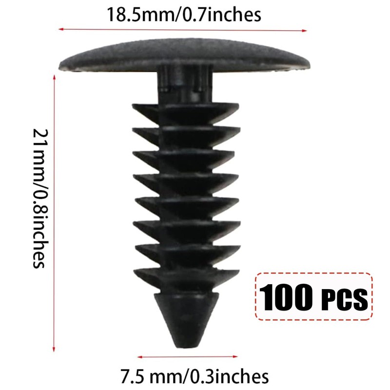 TZMJ 100 Pcs Black Plastic Car Retainer Clips, Round Head