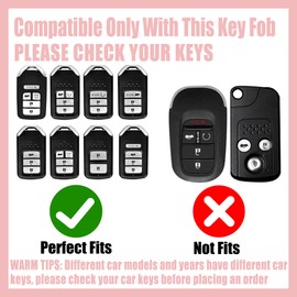 Rayslesan Cute Key Fob Cover with Rhinestone Bear Charm, Bling TPU Smart Key Case for Women, Compatible with Honda Accord Civic Pilot,Passport,Insight Crider Spirior Odyssey (5-Button, Gold Purple)