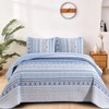 Goodidea Boho Quilt Queen Size, Light Blue Bohemian Bedspread Queen