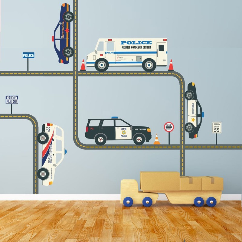 Extra Road Straight and Curved for Trucks Cars Wall Decals