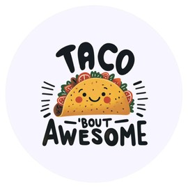 24 x 40mm Round 'Awesome Taco' Stickers (SK00068199)