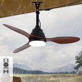 42" Outdoor Ceiling Fans with Light, Waterproof IP44 Gazebo Fan with Smart App Remote Control, Plug-in Outdoor Hanging Fan for Patios Pergola Porch, 3 Color Dimmable LED Light