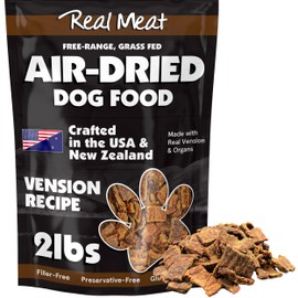 TRMC Real Meat Air Dried Dog Food w/Real Venison - 2lb Bag of USA-Crafted Grain-Free Real Meat Dog Food Sourced from Hormone-Free, Free-Range, Grass-Fed Venison - All Natural, High Protein Venison