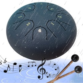 Rain Drum Outdoor, Steel Tongue Drum Rain Bell, Chakra Drum for Garden, Rain Drum for Garden Instruments, Rain Drum 6 Inch 8 Notes, Rain Drum for Rainy Days/Bathroom Shower (Silver)