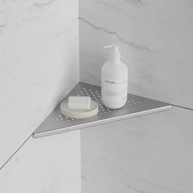 Neodrain 10 Inch Brushed Shower Shelves Corner Shelf for Tile