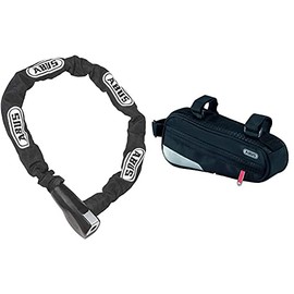 ABUS Kettenschloss Steel-O-Chain 880 ‚Äì Fahrradschloss aus geh√§rtetem Stahl ‚Äì ABUS-Sicherheitslevel 8 ‚Äì Schwarz ‚Äì 85 cm & Fahrradtasche ST 2200, Black, 25.5 x 10 x 5 cm