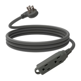 EP Low Profile 10 Ft Flat Plug Extension Cord - 16 AWG 3 Prong Grounded Cable with 3 Outlets, Perfect for Indoor Use, Grey, UL Listed