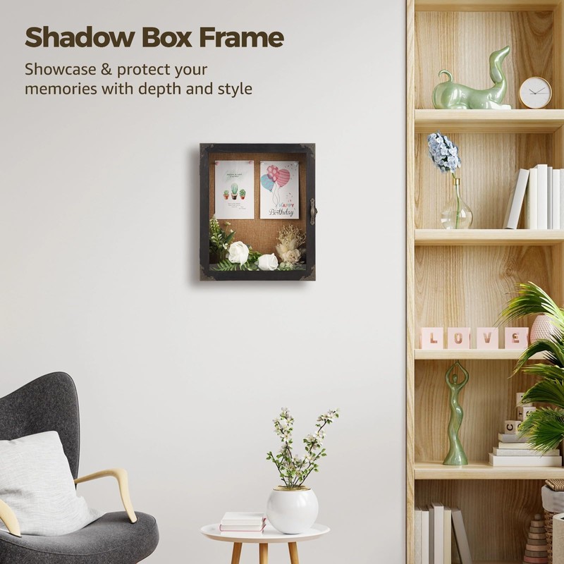 Black Deep Shadow Box Frame Display Case - 13 x