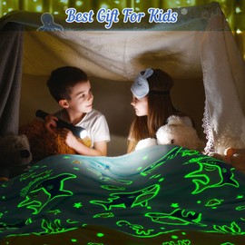 Shark Toys Gifts for Boys Girls - Glow in The Dark Ocean Animal Blanket Best Christmas Birthday Valentine's Day Easter Presents for Kids Age 1 2 3 4 5 6 7 8 9 10 Year Old Child Teen Soft Throw 50"x60"