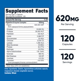 Nutricost Digestive Enzymes 620mg, 120 Capsules - Complete Digestive Enzyme Supplement