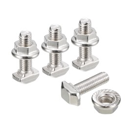 sourcing map M5 x 16 mm T Slot Mortise Bolt and M5 Hexagonal Flange Nut Set of 10 Hammer Head T-Bolts T Shape Bolt Sliding Screw for 20 Series Aluminium Profiles