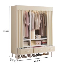 2026 New Multi-Layer Japanese Fabric Wardrobe, Bedroom Storage Cabinet Organizer for Rental Housecolor: White, size: 110cm*45cm*172cm