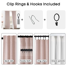 PANELSBURG Dusty Pink Back Tab/Rod Pocket Thermal Insulated Linen Blackout Curtains 90 Inch Length