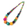 Heritage Hues Chunky Wooden Bead Unisex Necklace 80cm – Statement