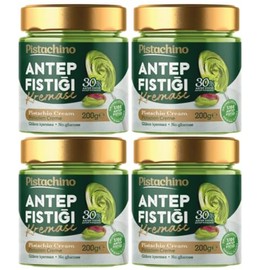 4 PACKS X PUFAI Anthap Turkish Pistachio Spread Cream with 30% pistachios, without palm oil, Antepsan Antebella 30% Pistachio Paste 200 grams