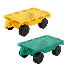 NEOFORMERS Magnetic Tiles Car Set Truck Kit Toy with Stronger Magnets, Educational Magnet Cars with Re-Enforced Hitch and Long Bed for Girls Boys Toddler Ages 3+ (Green & Yellow)