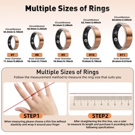 SARUNN ER Smart Ring with Sleep Monitoring, Step Counting, Heart Rate, Blood Oxygen for iOS and Android, No Subscription Fee, IP68 Waterproof Health Tracker (Black, 9)