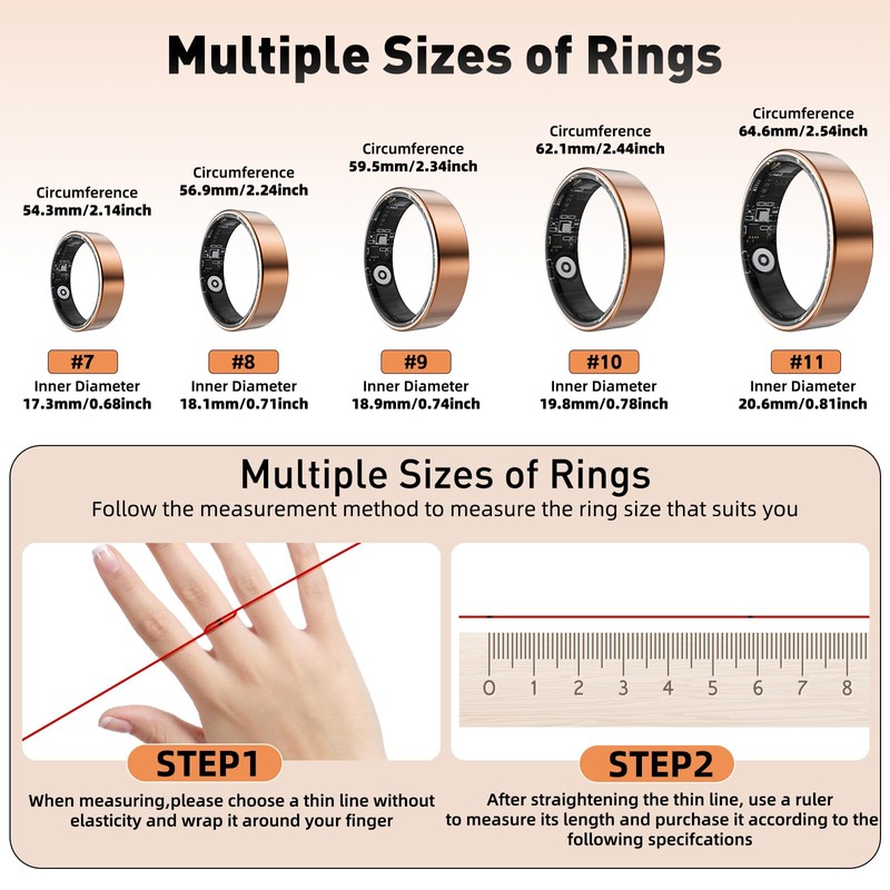SARUNN ER Smart Ring with Sleep Monitoring, Step Counting, Heart