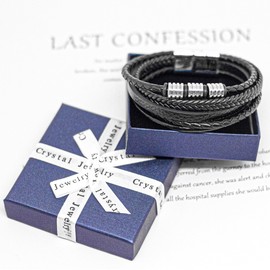 Mochity Men's Leather Bracelet, Men's Leather Bracelet, Black, Viking Men's Bracelet, Men's Stainless Steel Bracelet, Men's Leather Bracelet, Men's Gifts, Bracelets for Men, Leather, Stainless Steel