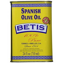 Betis Pure Olive Oil 24oz in Can, Organic Refined Spanish Aceite de Oliva Puro, Fruity Flavor, Gluten Free, All Natural, Ideal for Frying, Drizzles, Sauteing and Salad Dressing (Pack of 1)