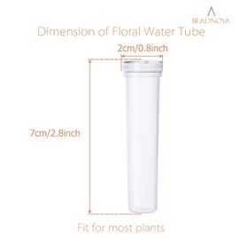 BEADNOVA Floral Water Tubes 2.8 Inch Plastic Water Tubes for Floral Flower Vials with Caps for Flower Arrangement Decoration (Clear, 20 Pcs)