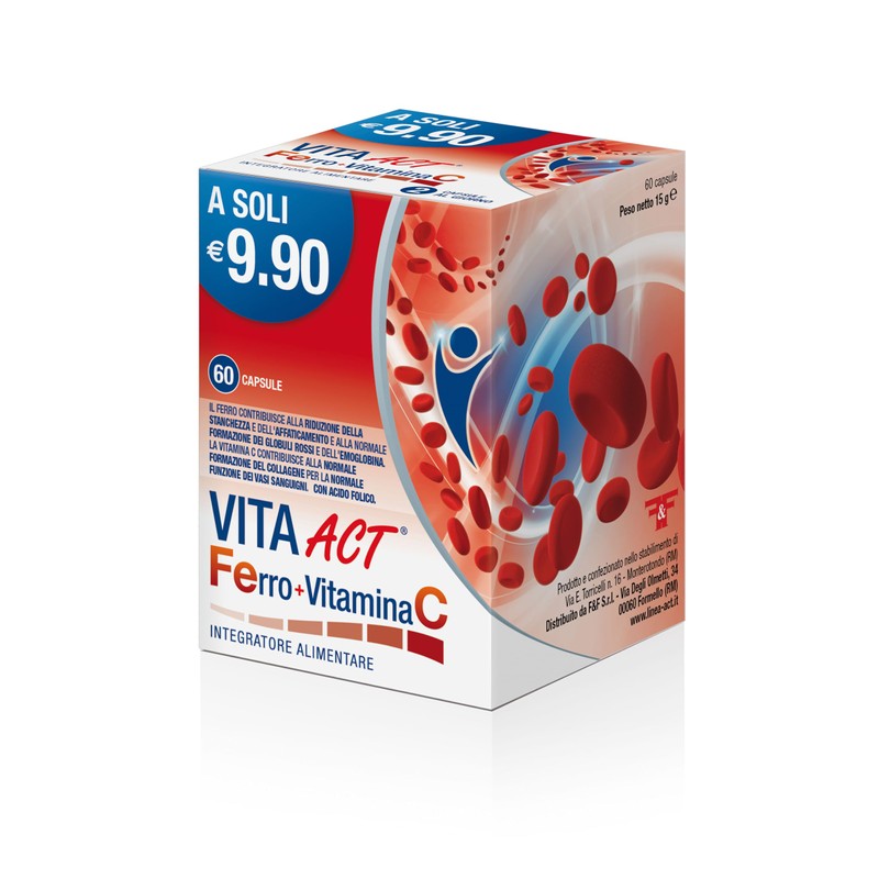 Vita Act Ferro + Vitamina C, Integratore Alimentare, 2x120 capsule